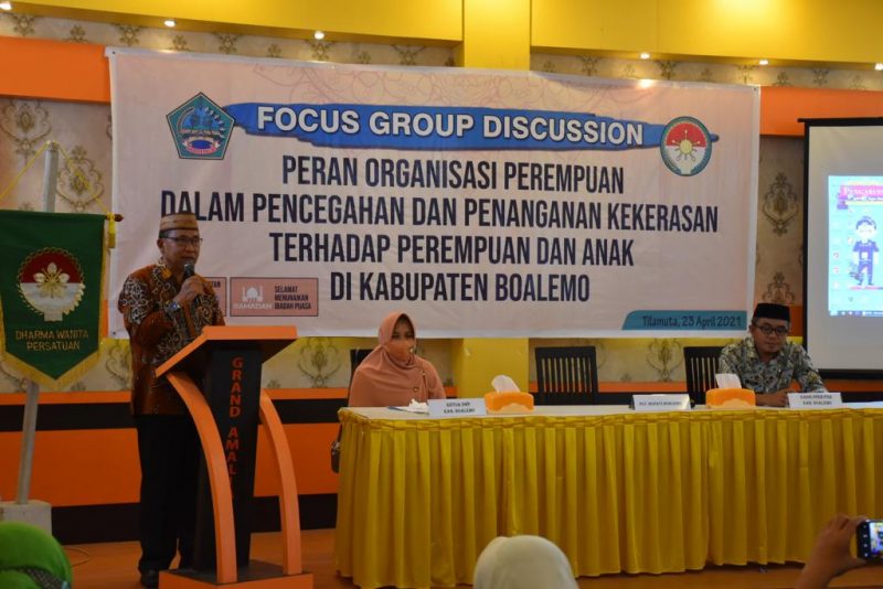 Plt Bupati Boalemo Ir.Anas Jusuf, M.si membuka kegiatan Focus Group Discusion (FGD) peran Organisasi perempuan dalam pencegahan dan penanganan kekerasan terhadap perempuan dan anak, yang di laksanakan pengurus Dharma Wanita Kabupaten Boalemo.