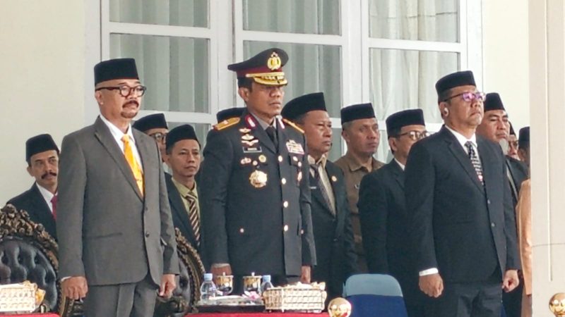 Ketua DPRD provinsi Gorontalo saat menghadiri upacara peringatan hari Pancasila di rumah dinas gubernur Gorontalo. Senin, 02/6/2025.