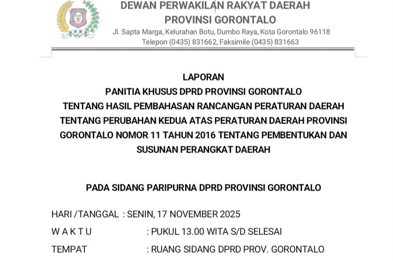 screenshot laporan keterangan pansus SOTK Deprov Gorontalo